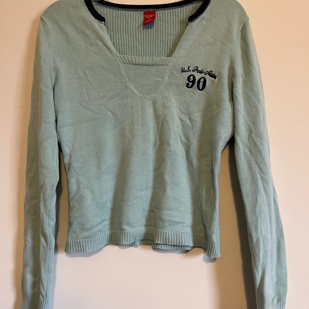 U.S. Polo Assn. Light Mint Green V-Neck Pullover